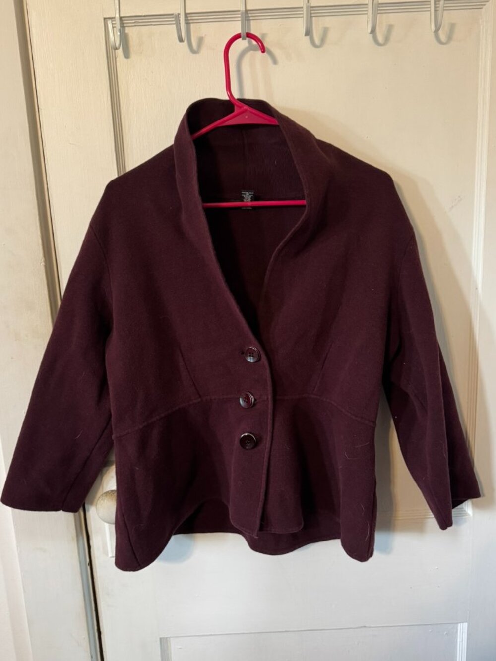 Women's Alfani Woman Burgandy Collared Cardigan, Like New- Size 1X
